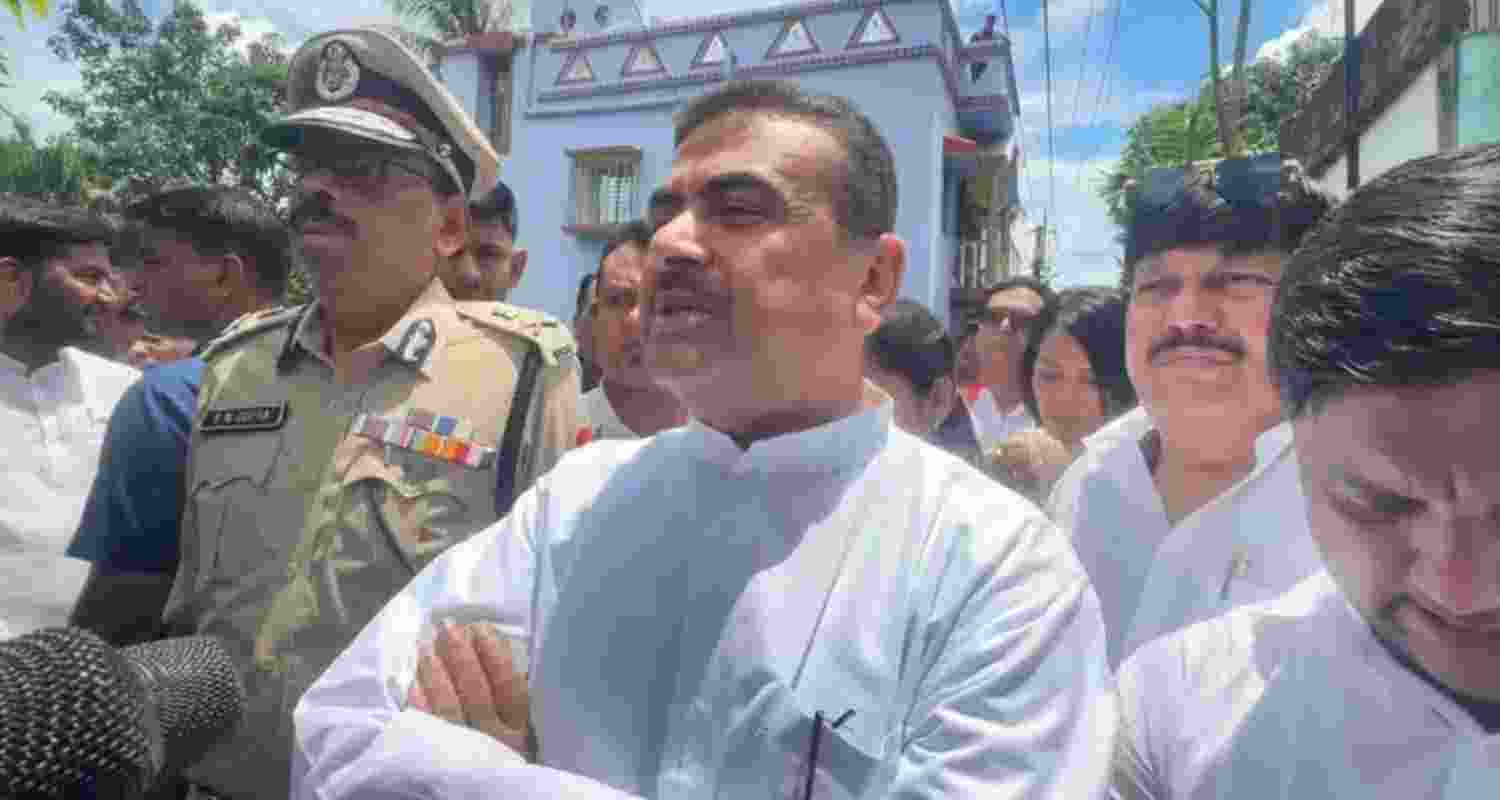 West Bengal Chief Minister Suvendu Adhikari after meeting the victim's family in the Kanchrapara area of North 24 Parganas on Monday. West Bengal Chief Minister Suvendu Adhikari after meeting the victim's family in the Kanchrapara area of North 24 Parganas on Monday.