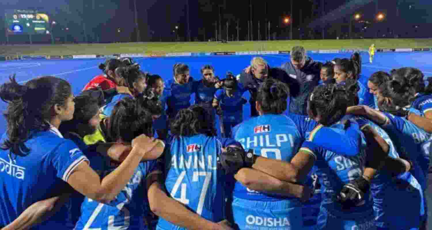 The Indian women's hockey team during the match.