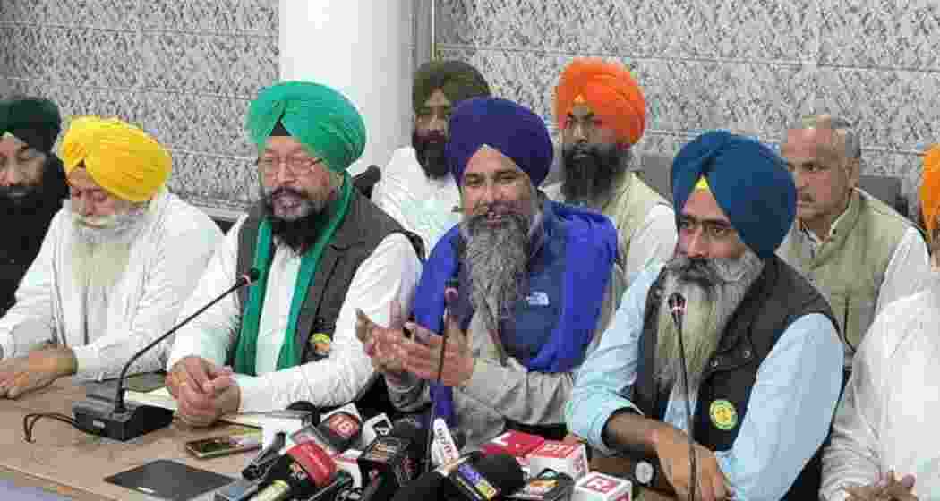 Farmer union leaders of KMM and SKM (non-political) at Kisan Bhawan, Chandigarh. Photo credit - X.