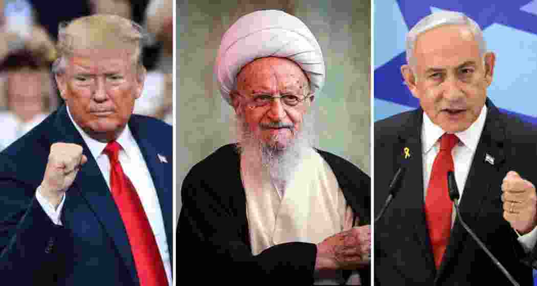 Iran’s Grand Ayatollah Makarem Shirazi (C) has issued a fatwa against US President Donald Trump (L) and Israeli PM Benjamin Netanyahu (R), branding them ‘enemies of God’. Iran’s Grand Ayatollah Makarem Shirazi (C) has issued a fatwa against US President Donald Trump (L) and Israeli PM Benjamin Netanyahu (R), branding them ‘enemies of God’.