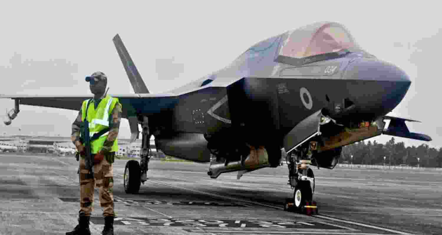 British Royal Navy’s F-35B jet at Thiruvananthapuram Airport, set to take off Tuesday after 5 weeks on ground due to technical issues.