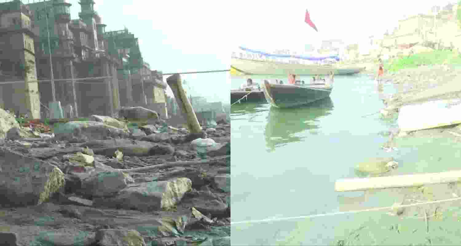 Garbage exposed as heat shrinks Ganga in Varanasi Garbage exposed as heat shrinks Ganga in Varanasi
