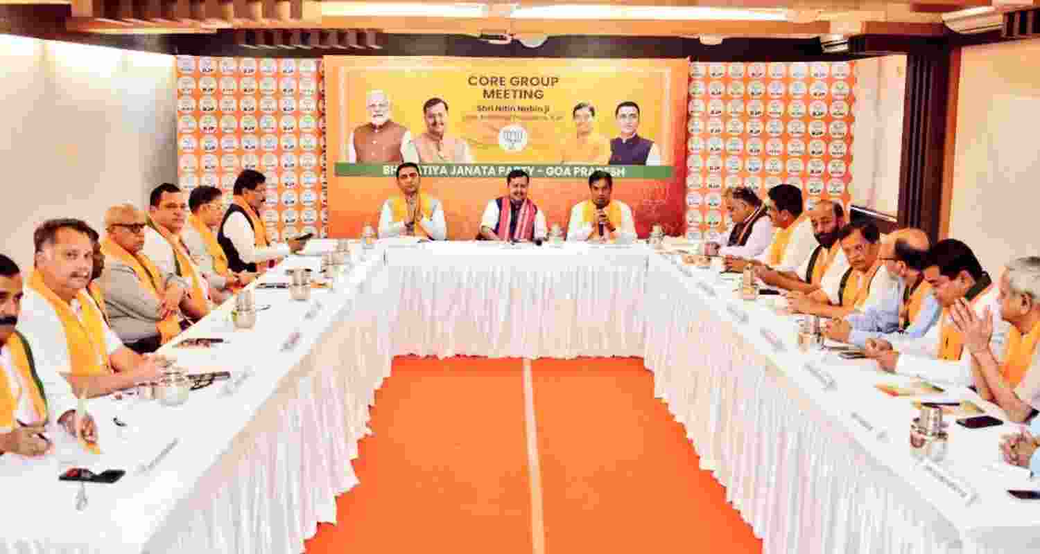 Bharatiya Janata Party National President Nitin Nabin chairs the BJP Goa Core Committee meeting in Panaji on Friday - Image via X. Bharatiya Janata Party National President Nitin Nabin chairs the BJP Goa Core Committee meeting in Panaji on Friday - Image via X.