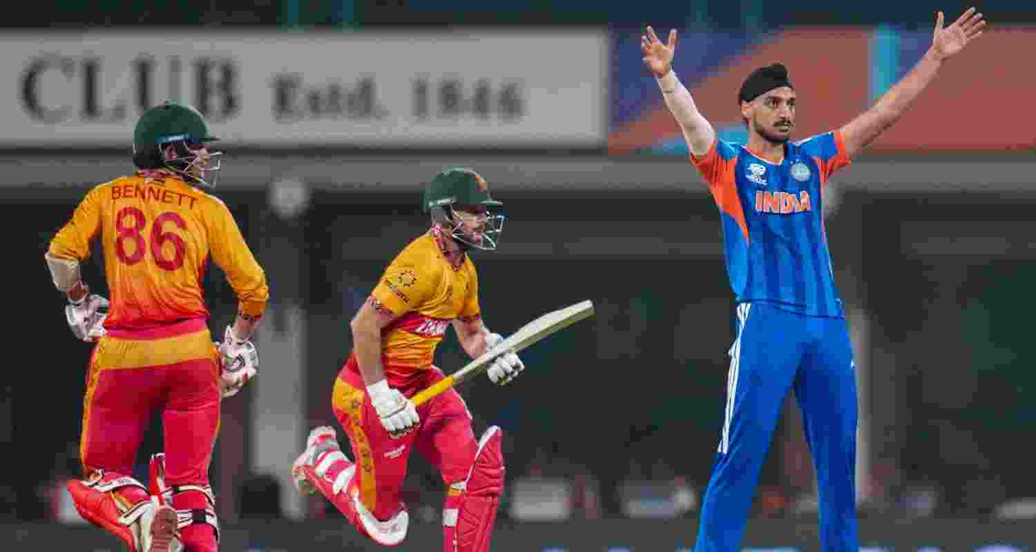 India's Arshdeep Singh appeals successfully for the wicket of Zimbabwe's Ryan Burl during a T20 World Cup cricket match between India and Zimbabwe at the MA Chidambaram Stadium in Chennai on Thursday.