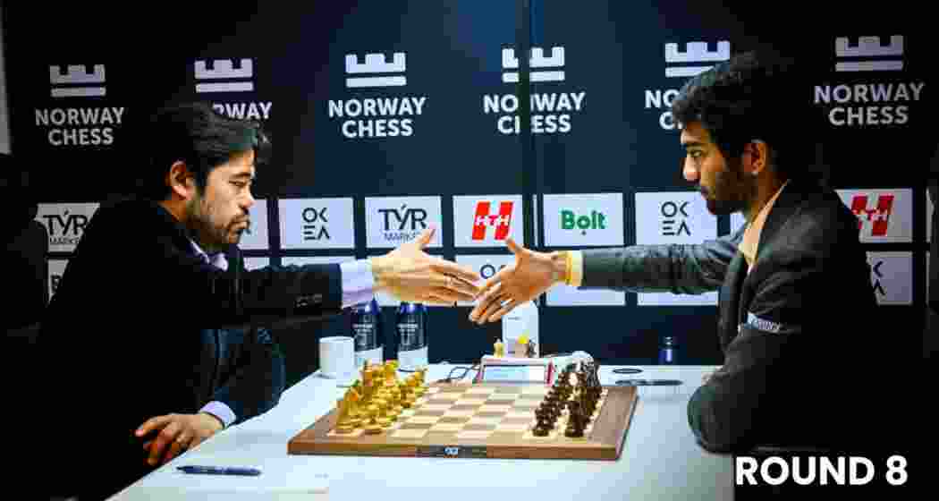 American Grandmaster Hikaru Nakamura outplayed World Champion D Gukesh in Round 8 of the Norway Chess tournament to avenge his earlier loss and join the joint third spot.
