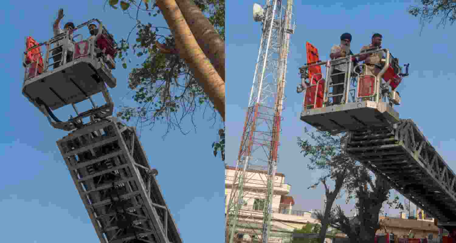 The administration, along with Army officials, successfully brought down Punjab farmer Gurjeet Singh Khalsa, who ended his 560-day protest atop a 400-ft BSNL tower on Friday morning. The administration, along with Army officials, successfully brought down Punjab farmer Gurjeet Singh Khalsa, who ended his 560-day protest atop a 400-ft BSNL tower on Friday morning.