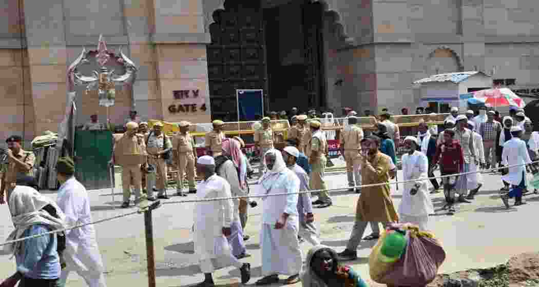 Muslims come out of Gyanvapi mosque after offering prayers amid tight security in Varanasi. Muslims come out of Gyanvapi mosque after offering prayers amid tight security in Varanasi.