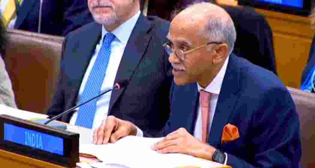 Ambassador Parvathaneni Harish addresses the UNSC in New York on Friday, accusing Pakistan of double standards on civilian protection and citing this month’s attacks on Indian villages and religious places.