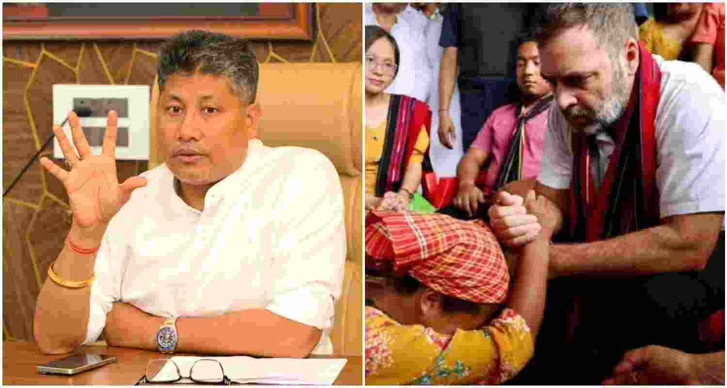 BJP leader Pijush Hazarika (L), Leader of the Opposition in Lok Sabha Rahul Gandhi (R). BJP leader Pijush Hazarika (L), Leader of the Opposition in Lok Sabha Rahul Gandhi (R).