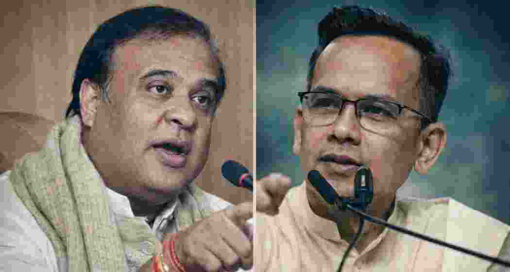 Assam Chief Minister Himanta Biswa Sarma and Congress leader Gaurav Gogoi (R). 