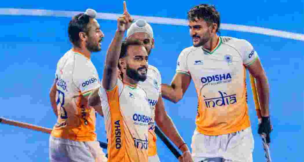 Indian hockey players in action.