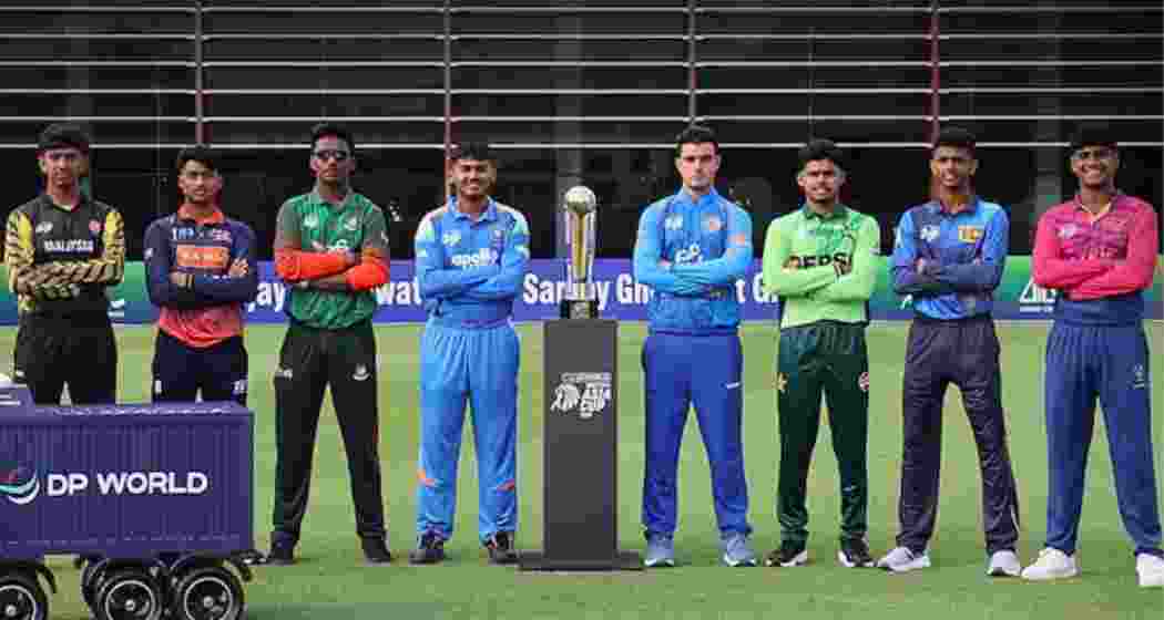 Captains of the participating teams pose with the T20 World Cup trophy ahead of the tournament.