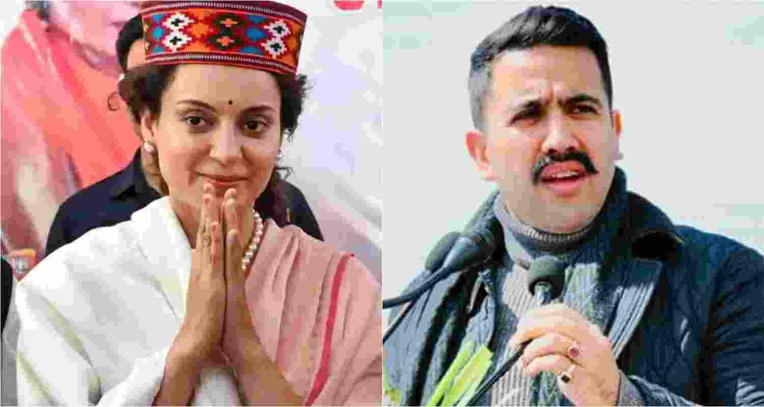BJP nominee for Mandi Parliamentary seat Kangana Ranaut (left), PWD, Youth Services & Sports, Urban Development Minister of Himachal Pradesh, Vikramaditya Singh (right). BJP nominee for Mandi Parliamentary seat Kangana Ranaut (left), PWD, Youth Services & Sports, Urban Development Minister of Himachal Pradesh, Vikramaditya Singh (right).