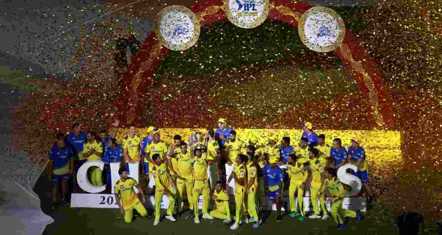 Chennai Super Kings celebrating victory in the 2023 IPL final against Gujarat Titans Chennai Super Kings celebrating victory in the 2023 IPL final against Gujarat Titans