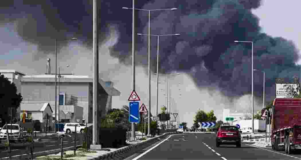 Smoke rise from a damaged facility at Qatar’s Ras Laffan Industrial City, where Iranian attacks have knocked out about 70 per cent of the country’s LNG export capacity, repairs may take up to five years, QatarEnergy says.
