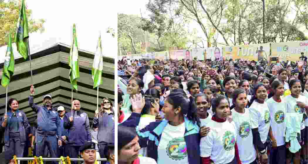 Chief Minister Hemant Soren flags off the “Run for Jharkhand” at Morhabadi Ground on Tuesday as the state launches month-long Silver Jubilee celebrations marking 25 years of its formation.