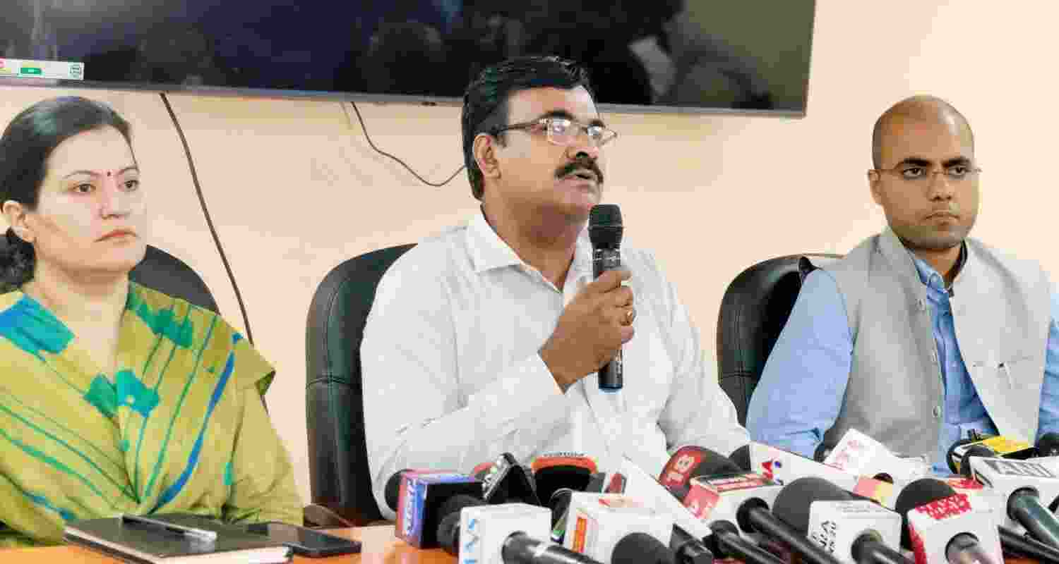 Chief Electoral Officer, Jharkhand K Ravi Kumar along with additional CEOs during a press conference in Ranchi on Tuesday. Chief Electoral Officer, Jharkhand K Ravi Kumar along with additional CEOs during a press conference in Ranchi on Tuesday.