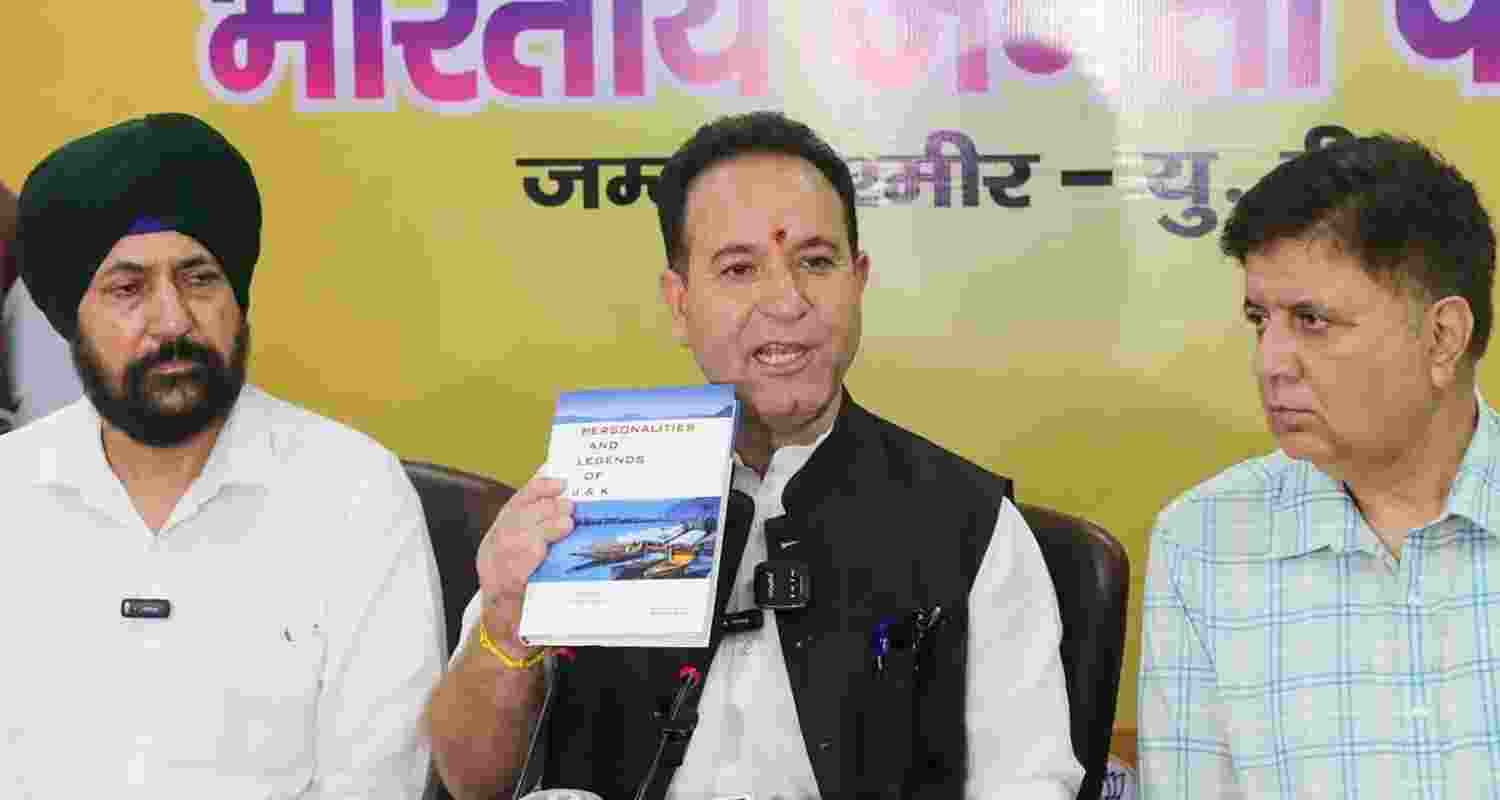 J&K BJP leaders during a press conference.