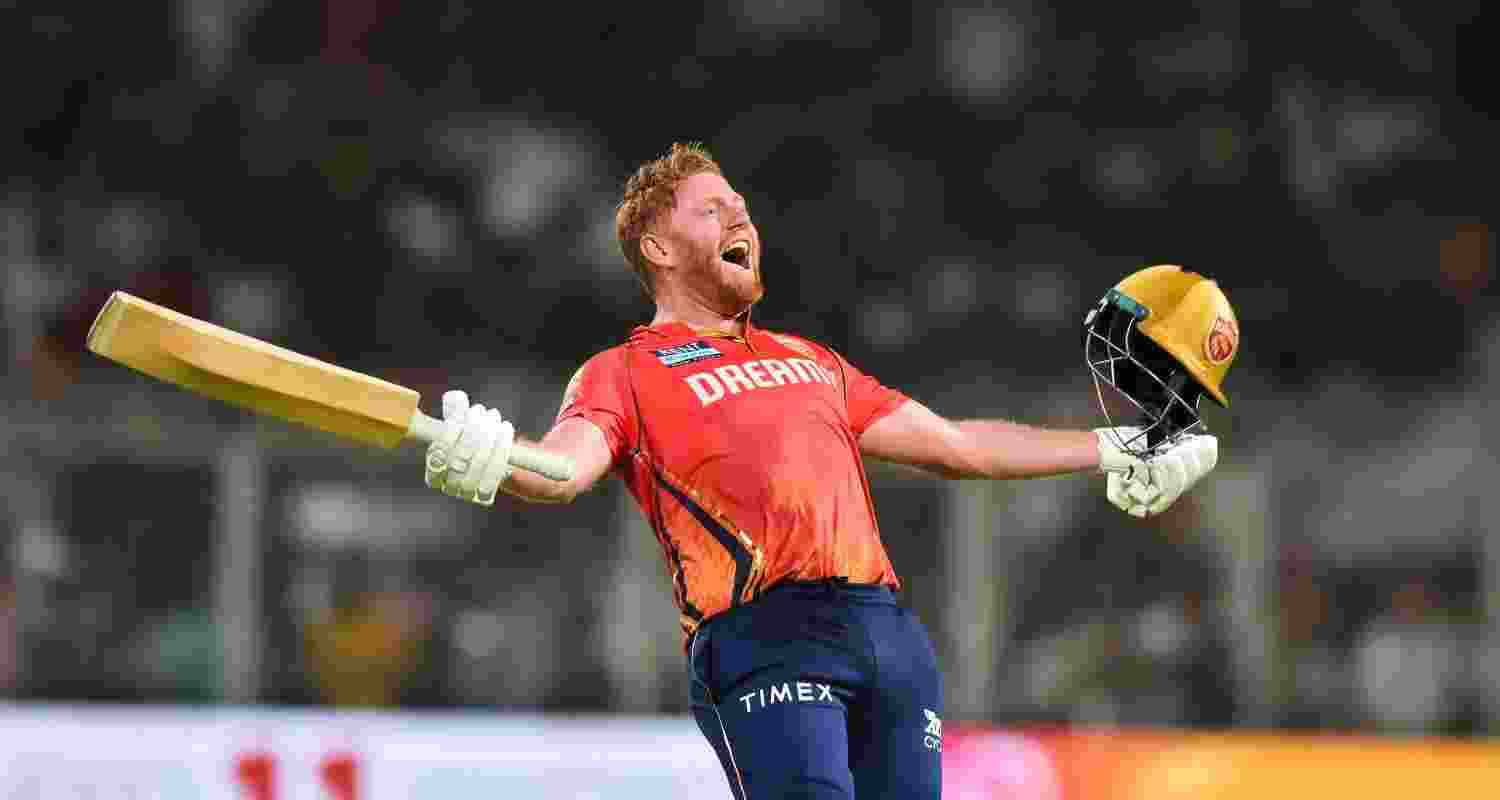 Punjab Kings' Jonny Bairstow celebrates after winning the Indian Premier League (IPL) 2024 cricket match between Kolkata Knight Riders and Punjab Kings, at the Eden Gardens, in Kolkata, Friday, April 26, 2024. Punjab Kings' Jonny Bairstow celebrates after winning the Indian Premier League (IPL) 2024 cricket match between Kolkata Knight Riders and Punjab Kings, at the Eden Gardens, in Kolkata, Friday, April 26, 2024.
