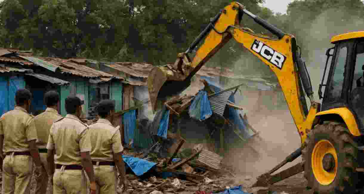 The drive began on Monday, targeting a large number of unauthorised buildings, and also included clearing religious encroachments from land belonging to the National Highway Authority.