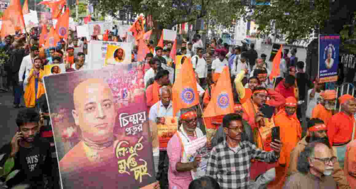 People in WB rally to seek release of ISKCON priest