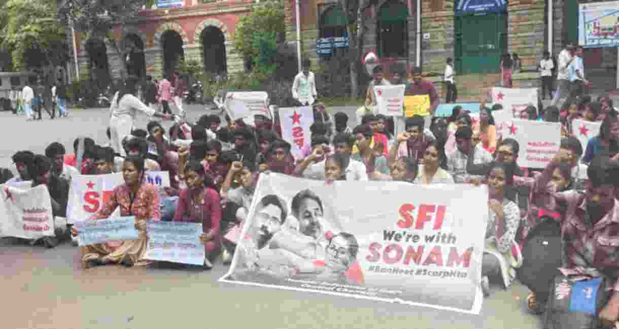 TN students protest inside college, seek Pradhan's resignation