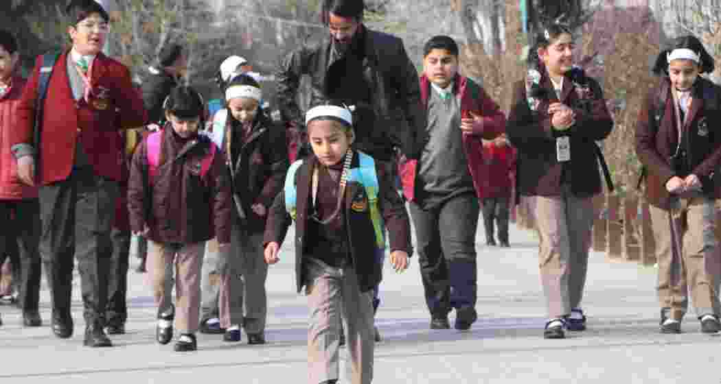 Students in Jammu and Kashmir return to schools in Jammu and Kashmir after a three-month-long winter break.