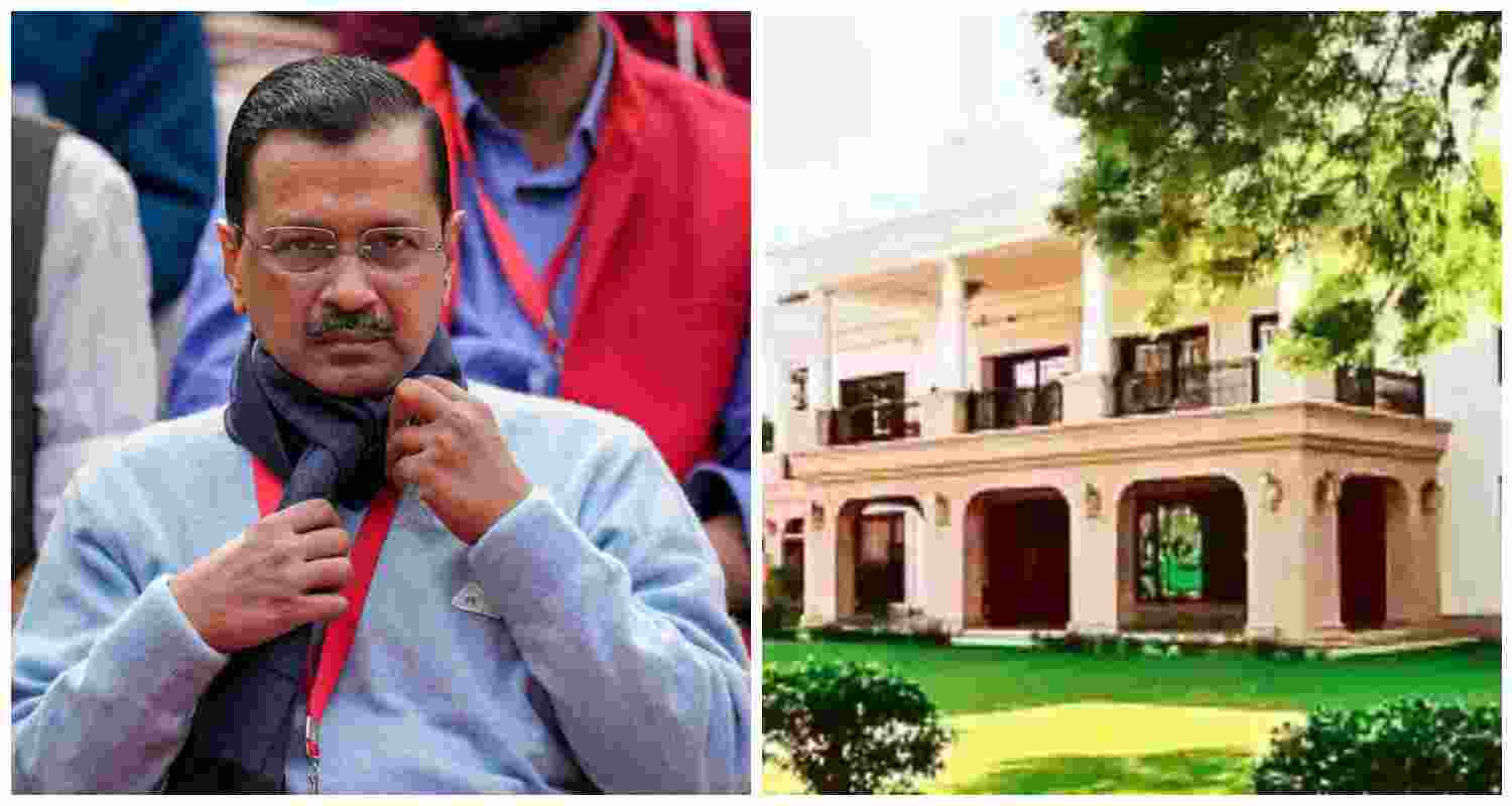 Arvind Kejriwal’s (L) and his official residence at 6, Flag Staff Road, Civil Lines in New Delhi (R).
