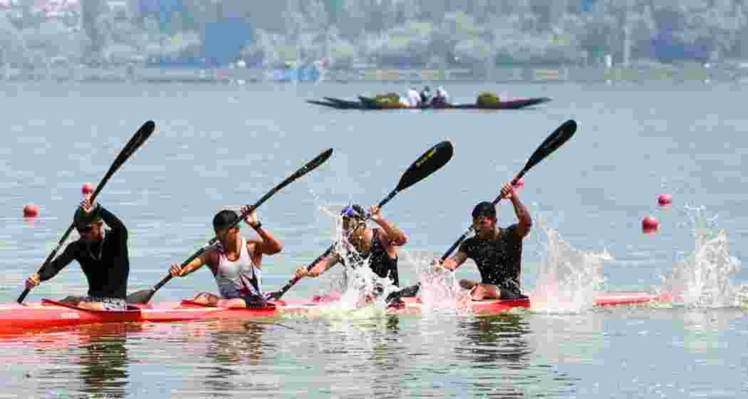 Athletes display their skills at Dal Lake.