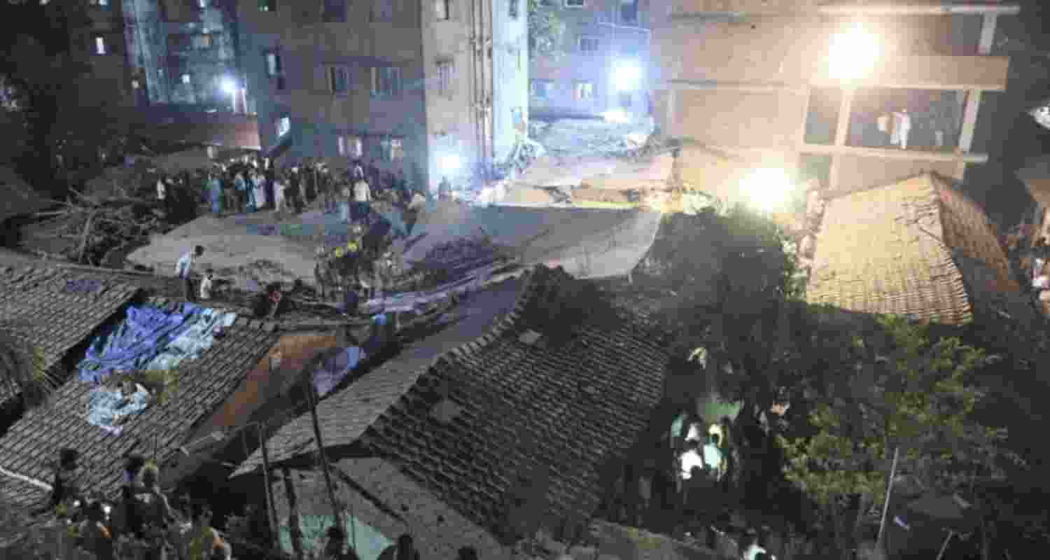 An under-construction building collapsed An under-construction building collapsed