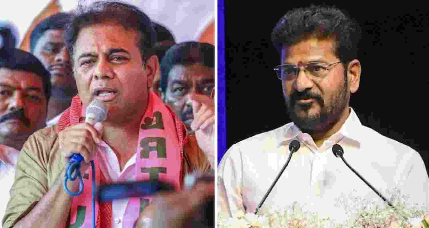 BRS Working President KT Rama Rao (left) and Telangana Chief Minister A Revanth Reddy. 