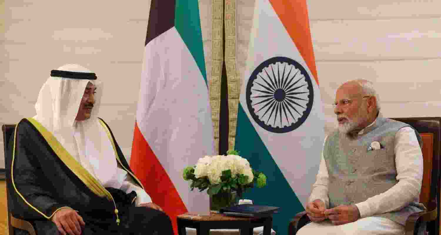 PM Modi with the Kuwaiti crown Prince in New York earlier this year. 