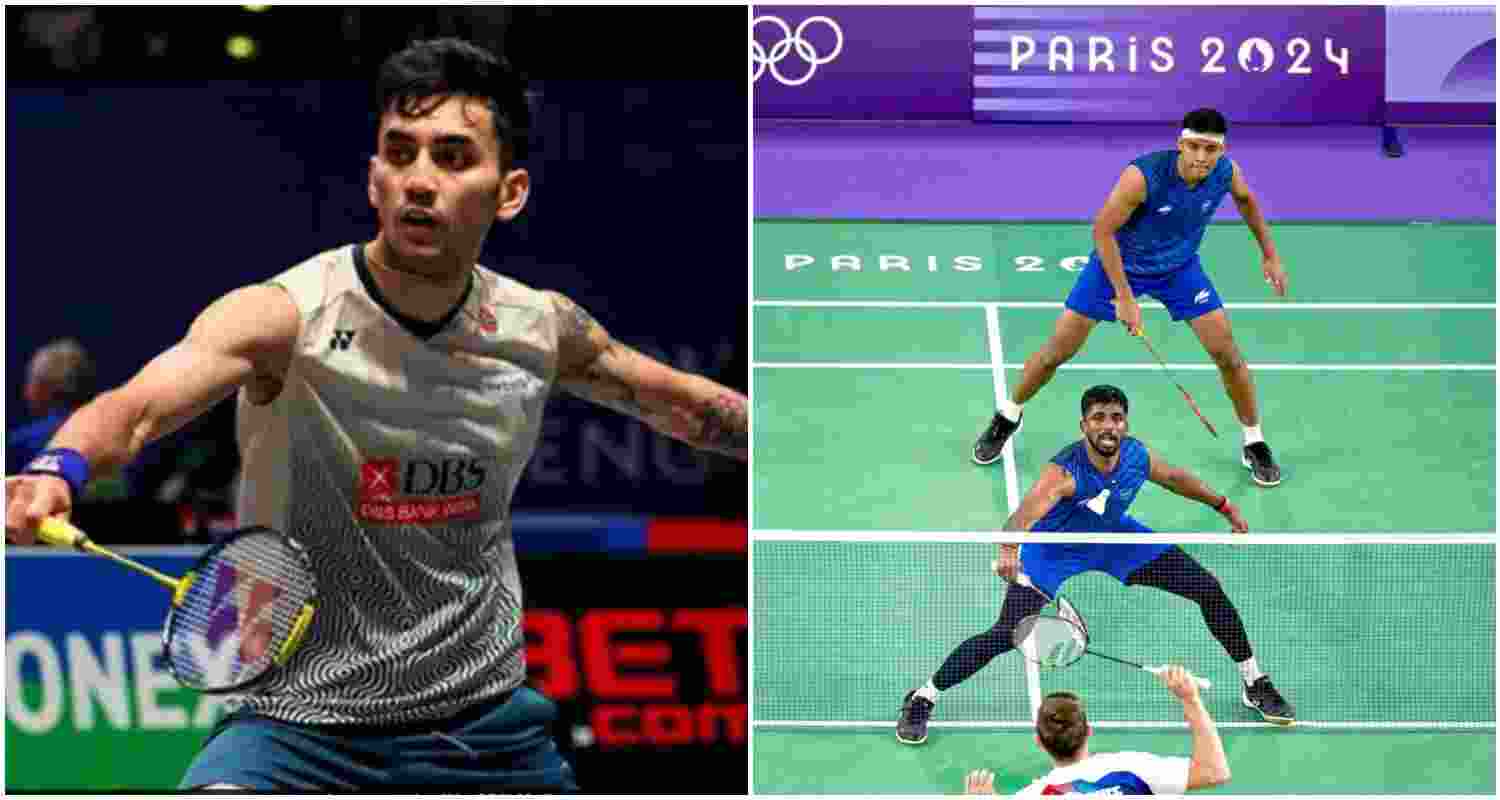 Indian shuttlers Lakshya Sen (L), Chirag Shetty and Satwiksairaj Rankireddy (R) in action. Indian shuttlers Lakshya Sen (L), Chirag Shetty and Satwiksairaj Rankireddy (R) in action.
