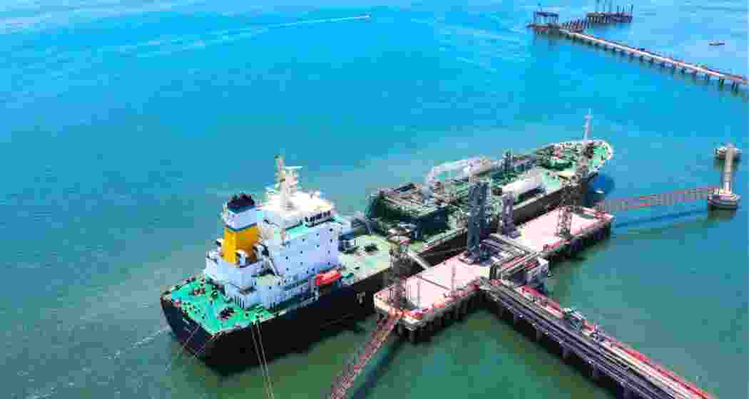 The LPG tanker Symi docked at Gujarat’s Kandla Port after crossing the Strait of Hormuz. 