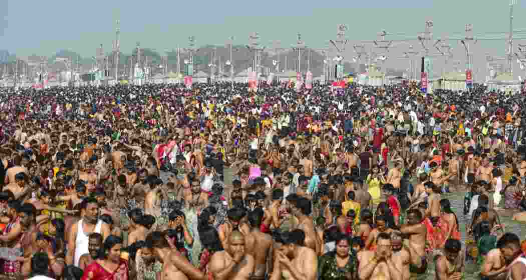 Devotees take a holy dip at Sangam during the ongoing Maha Kumbh Mela, in Prayagraj on Tuesday, Feb. 4, 2025. (File Photo) Devotees take a holy dip at Sangam during the ongoing Maha Kumbh Mela, in Prayagraj on Tuesday, Feb. 4, 2025. (File Photo)