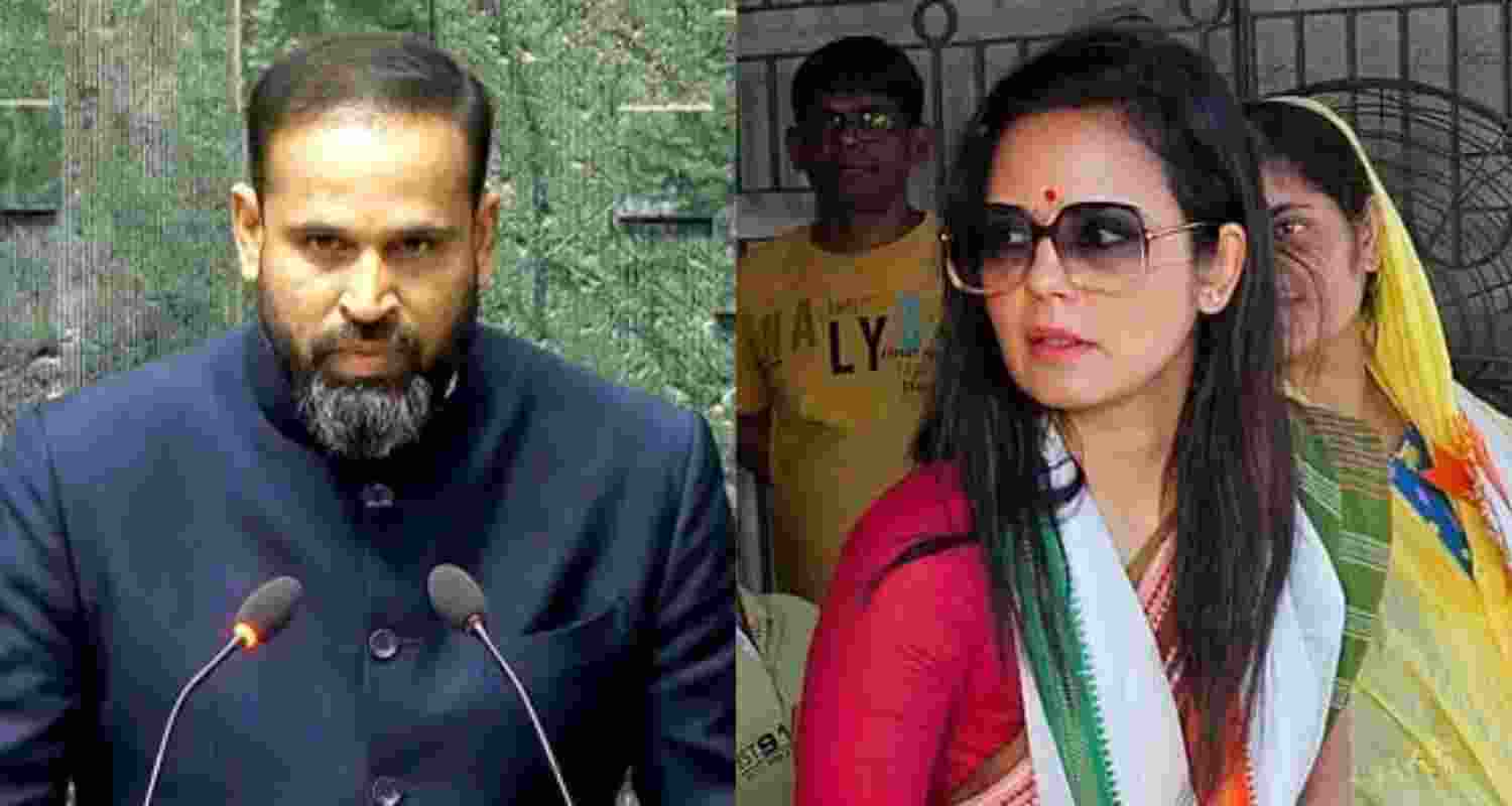 Former cricketer Yusuf Pathan (left) and Trinamool Congress MP Mahua Moitra.