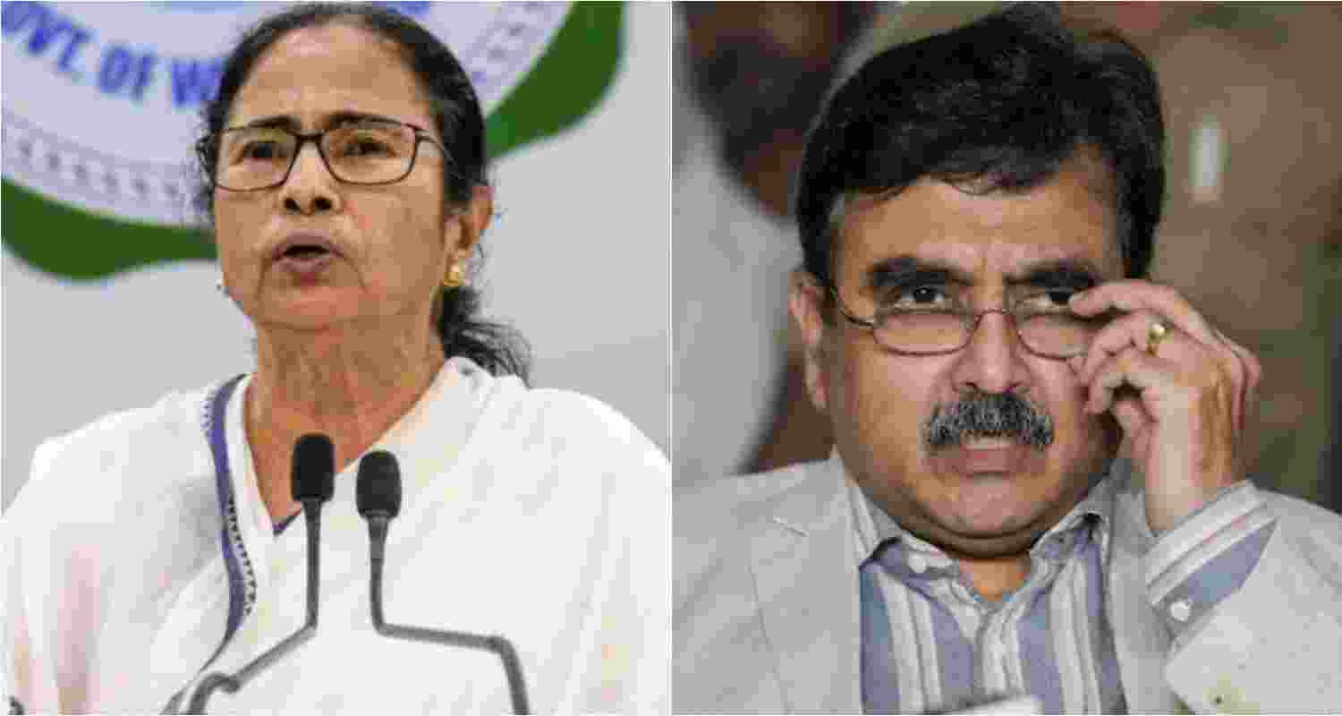 West Bengal Chief Minister Mamata Banerjee (left) Ex-Calcutta High Court Judge Abhijit Gangopadhyay (right). West Bengal Chief Minister Mamata Banerjee (left) Ex-Calcutta High Court Judge Abhijit Gangopadhyay (right).