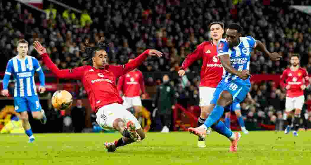 Manchester United and Brighton players in action during their FA Cup third-round match at Old Trafford on Sunday.