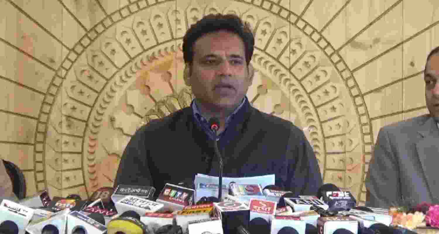 HPTDC Chairman RS Bali addressing a press conference in Mandi. HPTDC Chairman RS Bali addressing a press conference in Mandi.
