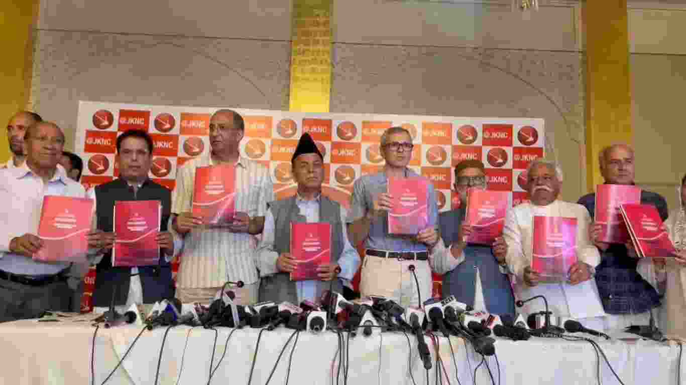 Promises include restoration of political and legal status of J&K, one lakh jobs, dignified return of Kashmiri Pandits and free electricity.