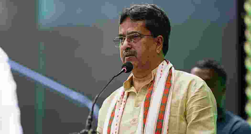 File photo of Tripura Chief Minister Manik Saha addressing a gathering.