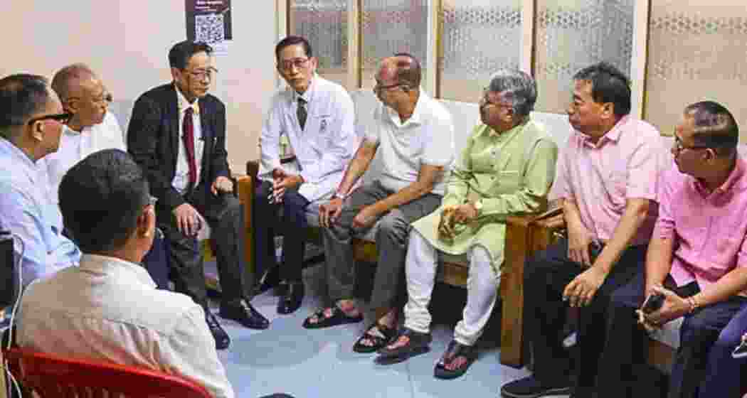 Manipur Chief Minister Y Khemchand Singh along with state ministers interacts with church leaders and representatives of Baptist organisations during a meeting to discuss peace efforts and the ongoing hostage crisis following recent attacks and inter-community tensions in Manipur.