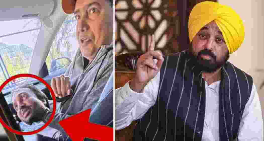 A video grab shared on social media purportedly shows a man holding a silicone mask resembling Punjab Chief Minister Bhagwant Mann.