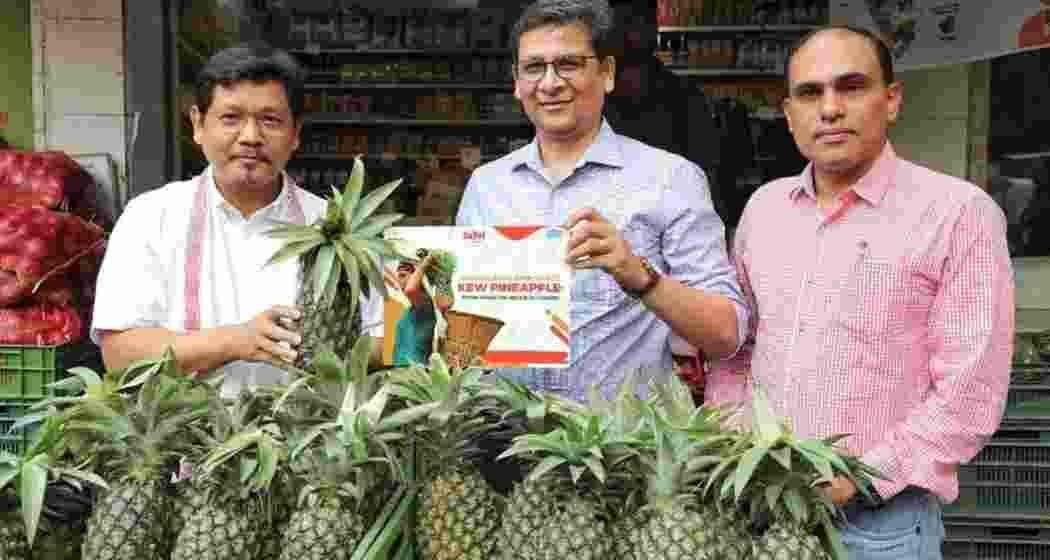 Meghalaya Chief Minister Conrad K. Sangma visits a Safal outlet in New Delhi, promoting the state's agricultural produce as pineapples reach the national capital on Sunday, June 23.
