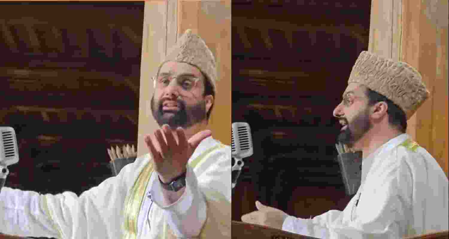 An image of Mirwaiz Umar Farooq at the Jama Masjid. An image of Mirwaiz Umar Farooq at the Jama Masjid.