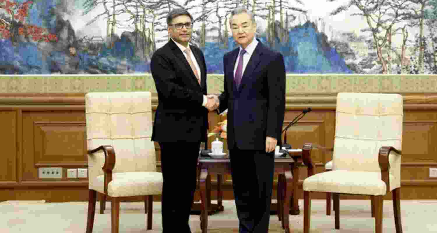 India's Foreign Secretary Vikram Misri meets Chinese Foreign Minister Wang Yi in Beijing on Monday. Image: X