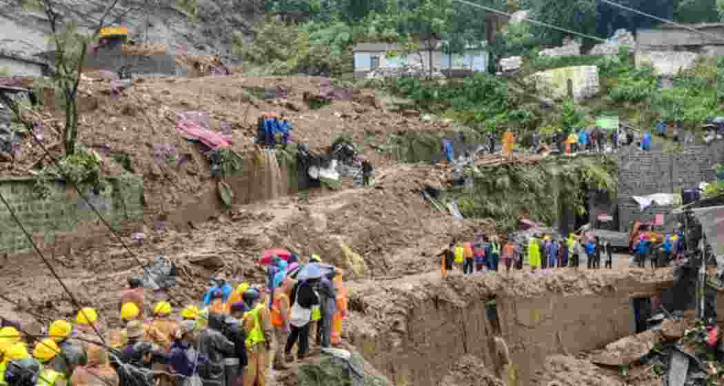 Rescue work underway after a stone quarry collapsed amid heavy rain in the aftermath of cyclone Remal, In Aizawl District, Tuesday, May 28, 2024. Rescue work underway after a stone quarry collapsed amid heavy rain in the aftermath of cyclone Remal, In Aizawl District, Tuesday, May 28, 2024.