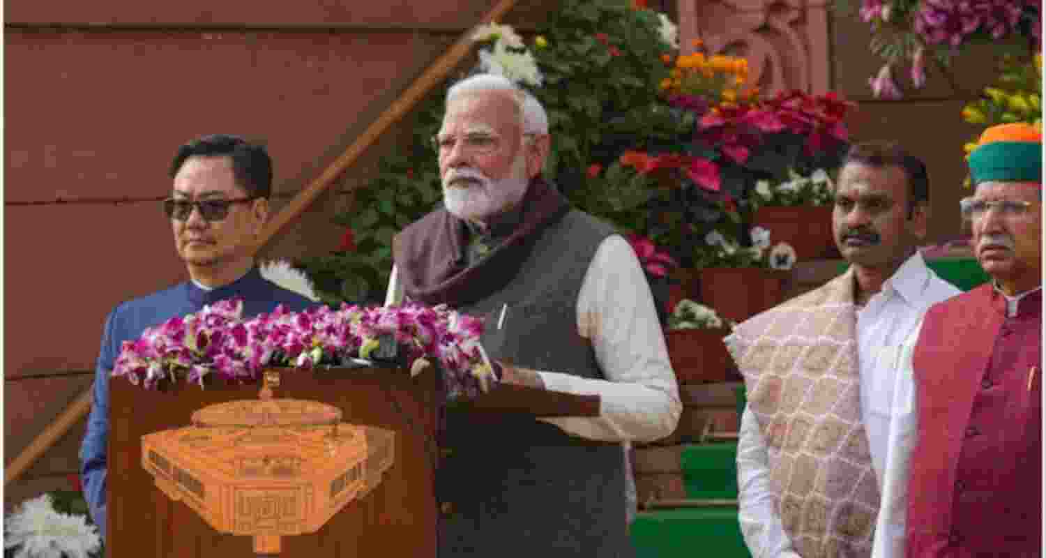 PM Modi addresses the media on the first day of the Budget session of Parliament.