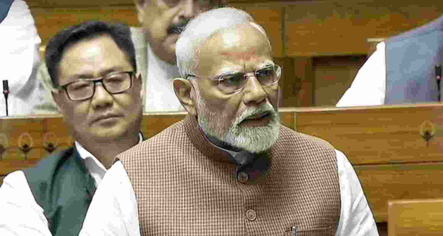 Prime Minister Narendra Modi speaks in the Lok Sabha.