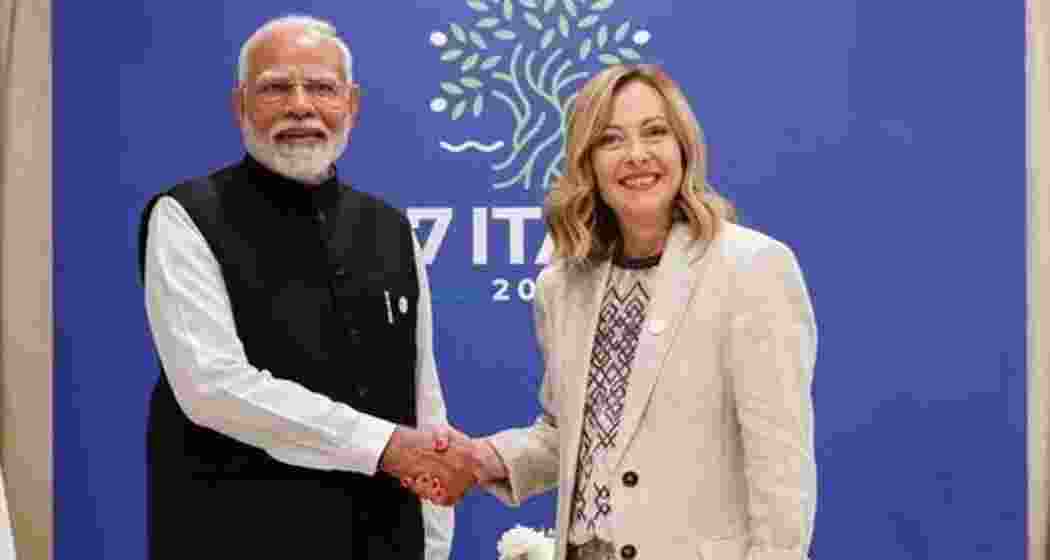 Prime Minister Modi with Italian PM Giorgia Meloni. 